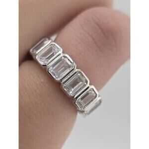 CZ Stealing Silver BAND Ring Size 8 SIGNED JCL